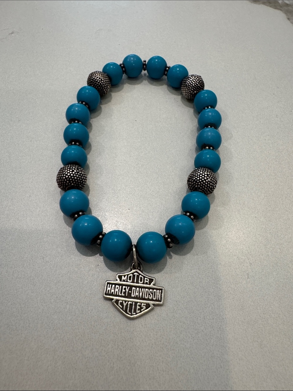 Harley-Davidson Turquoise Beaded Necklace with Logo Pendant